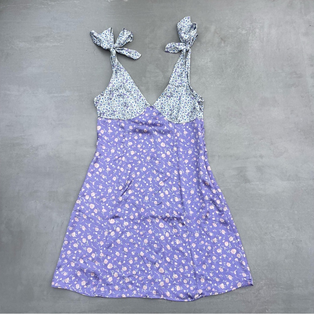 Stradivarius Purple and Blue Floral Dress